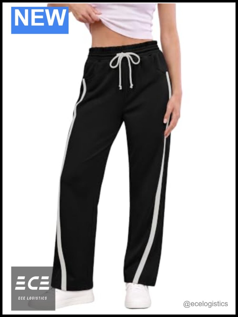 Women's Straight Leg Sweatpants High Waist Striped Track Pants Lounge